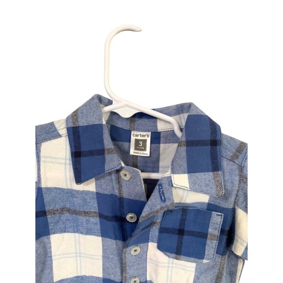New Carters Boys Infant Baby Size 3 months Long Sleeve Flannel Plaid Button Up S - Picture 2 of 3
